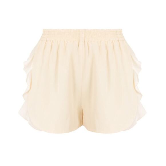 Stella McCartney Ruffle Trim High Rise Shorts Lemon Cream Size